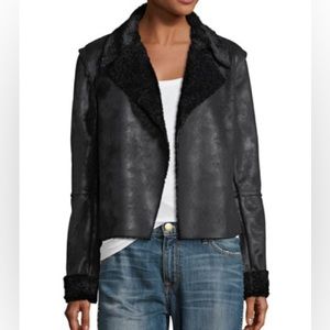 Splendid Black Jacket with Shearling Trim